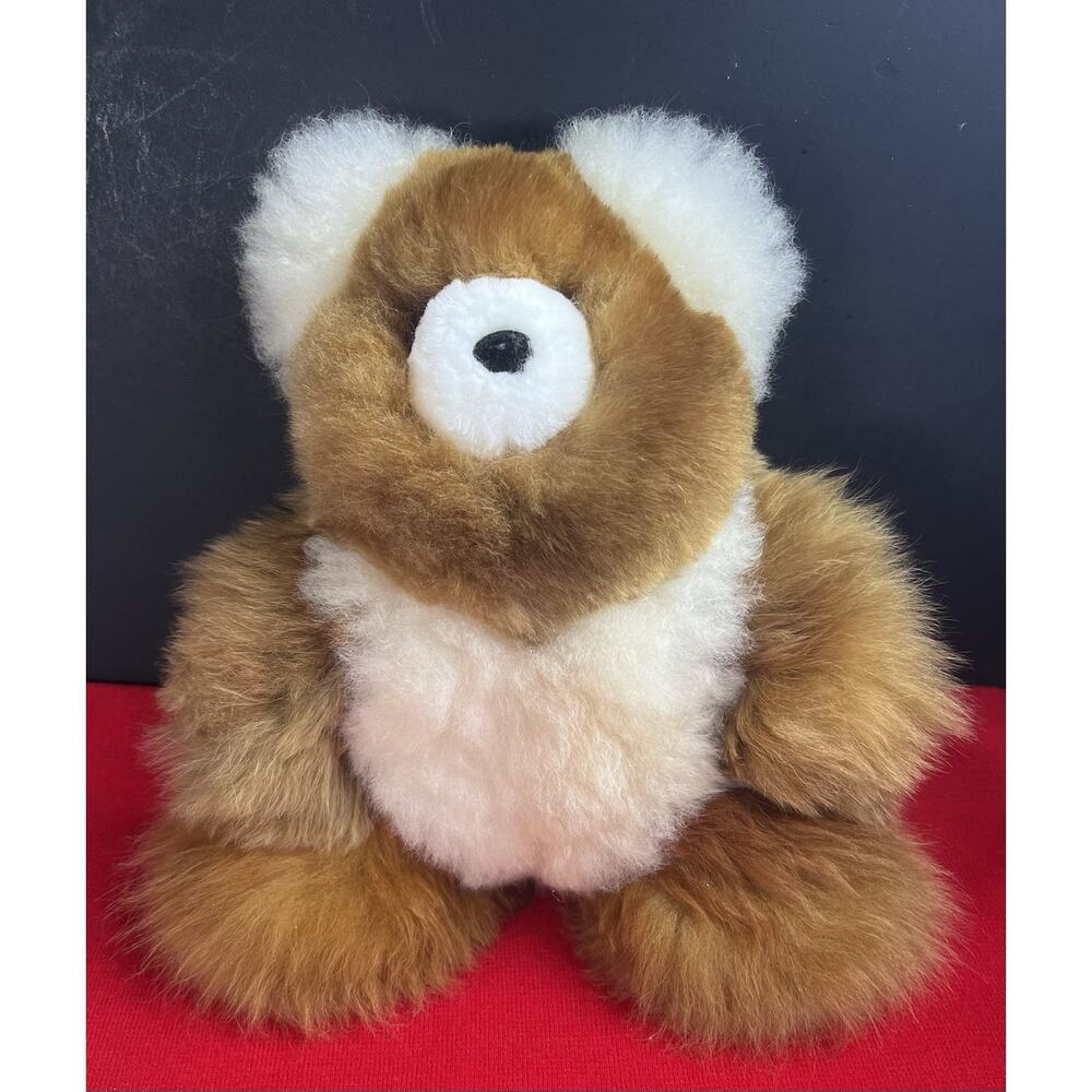Soft Alpaca Teddy Bear Handmade In Peru from 100% Baby Alpaca Brown & Cream NEW - Picture 4 of 7